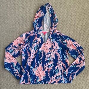 Lilly Pulitzer Kiawah Hoodie Borealis Blue Swim On Over M Beach Summer Resort